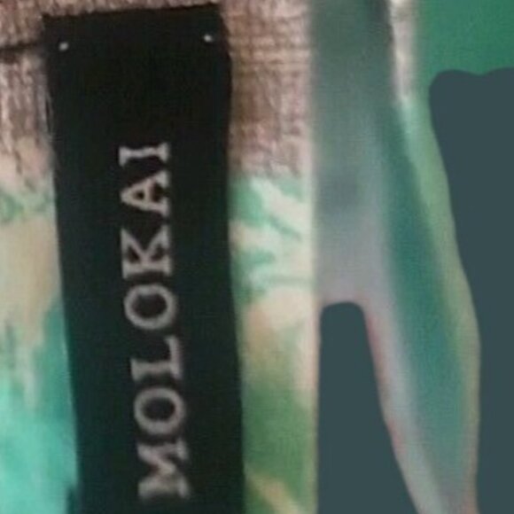 Molokai Surf Shirt Mens Large Gray Blue/Green Stripe Short Sleeve Button Up - Picture 4 of 5